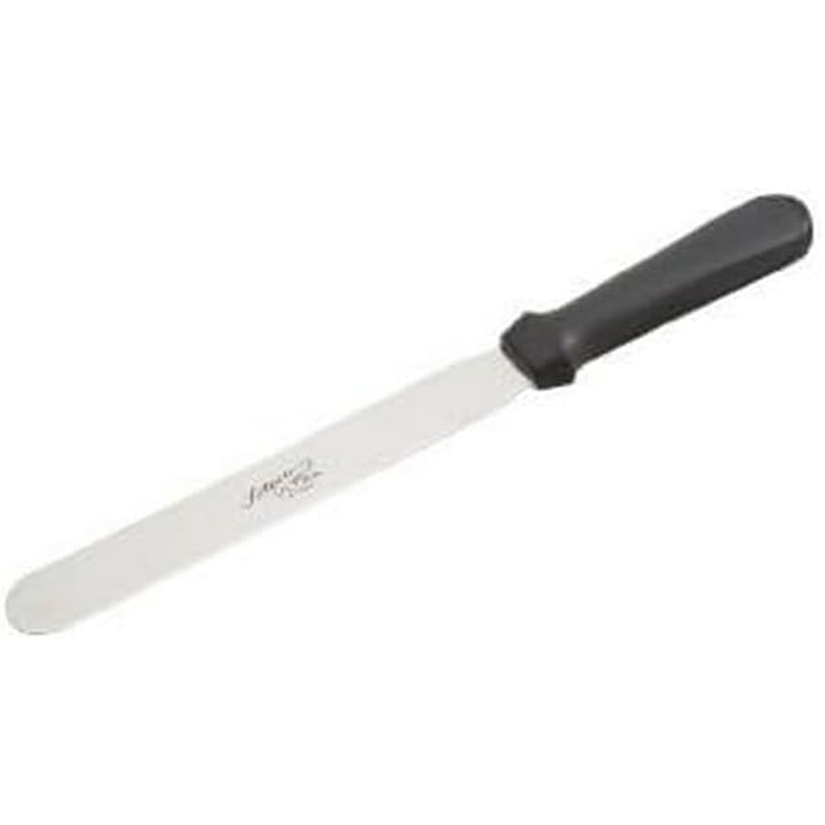 Ateco 1308 straight icing spatula with black polypropylene handle and stainless steel blade