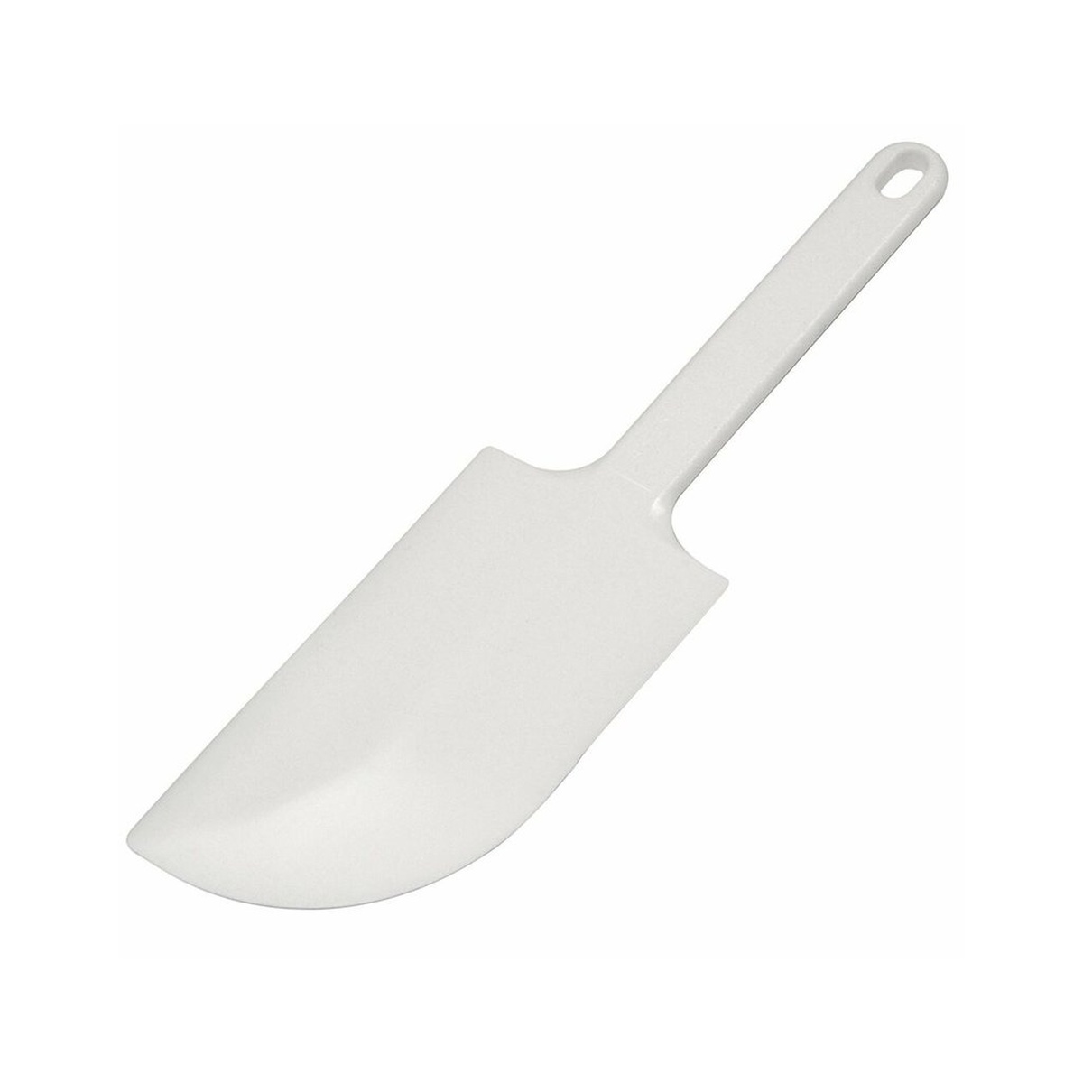 Ateco 1311 white plastic spatula scraper angled view showing smooth blade and slender handle