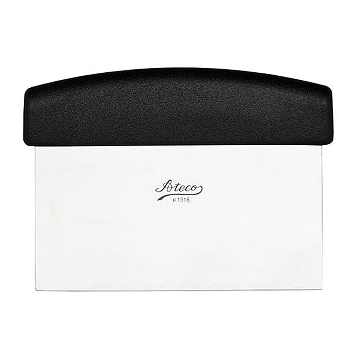 Ateco 1318 bench scraper and dough cutter with black polypropylene handle and stainless steel blade