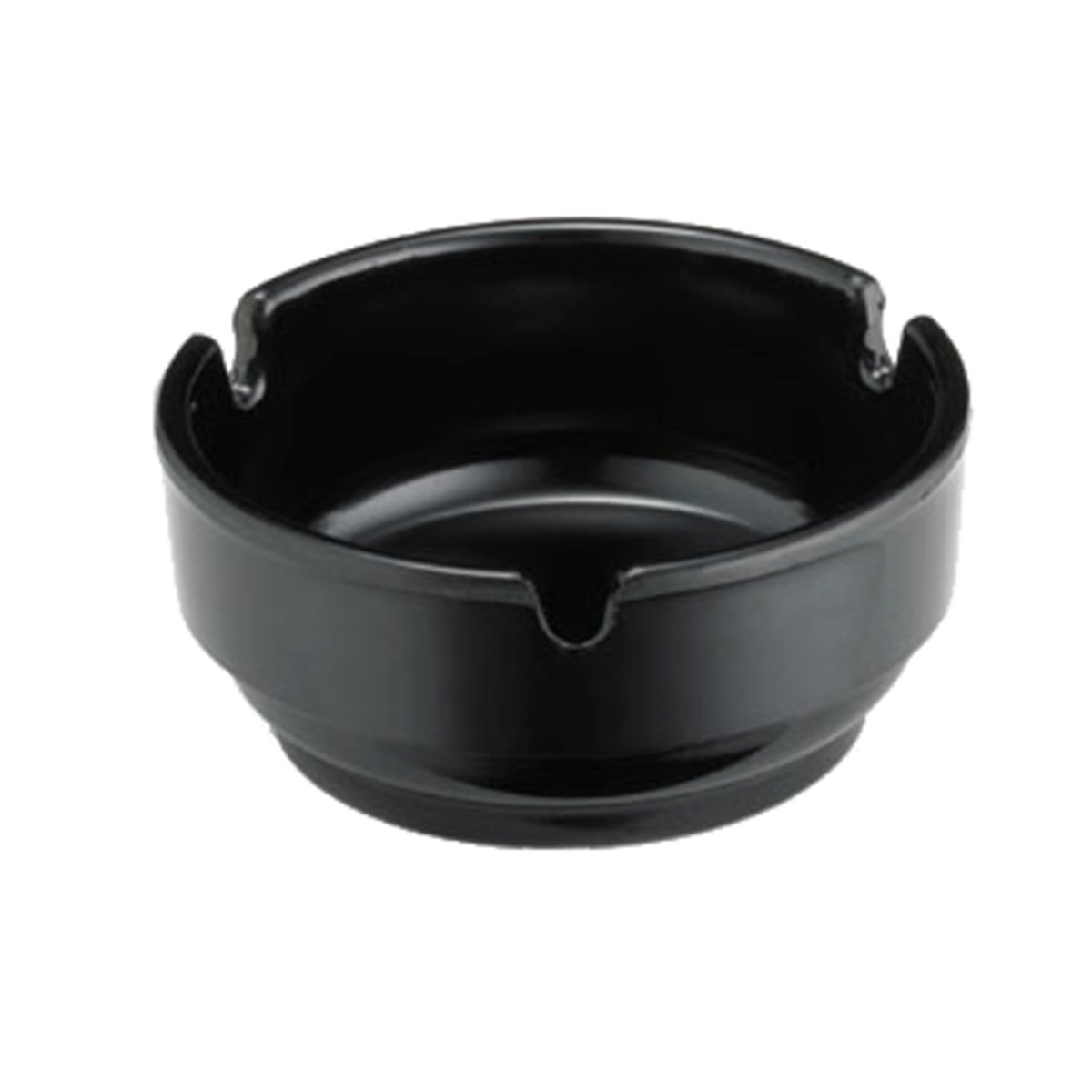 TableCraft 131B black phenolic round ashtray with four cigarette notches