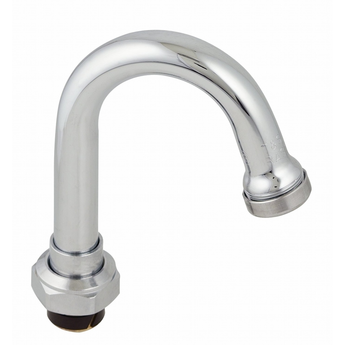 T&S Brass 131X chrome swivel gooseneck spout with laminar flow outlet and hex-nut base fitting