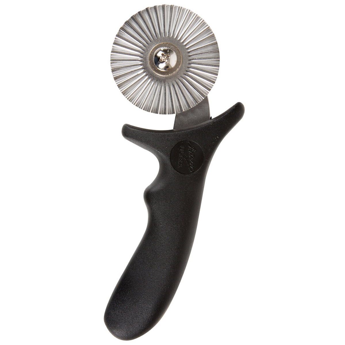 Ateco 1323 fluted pastry wheel cutter with black polypropylene handle and stainless steel blade