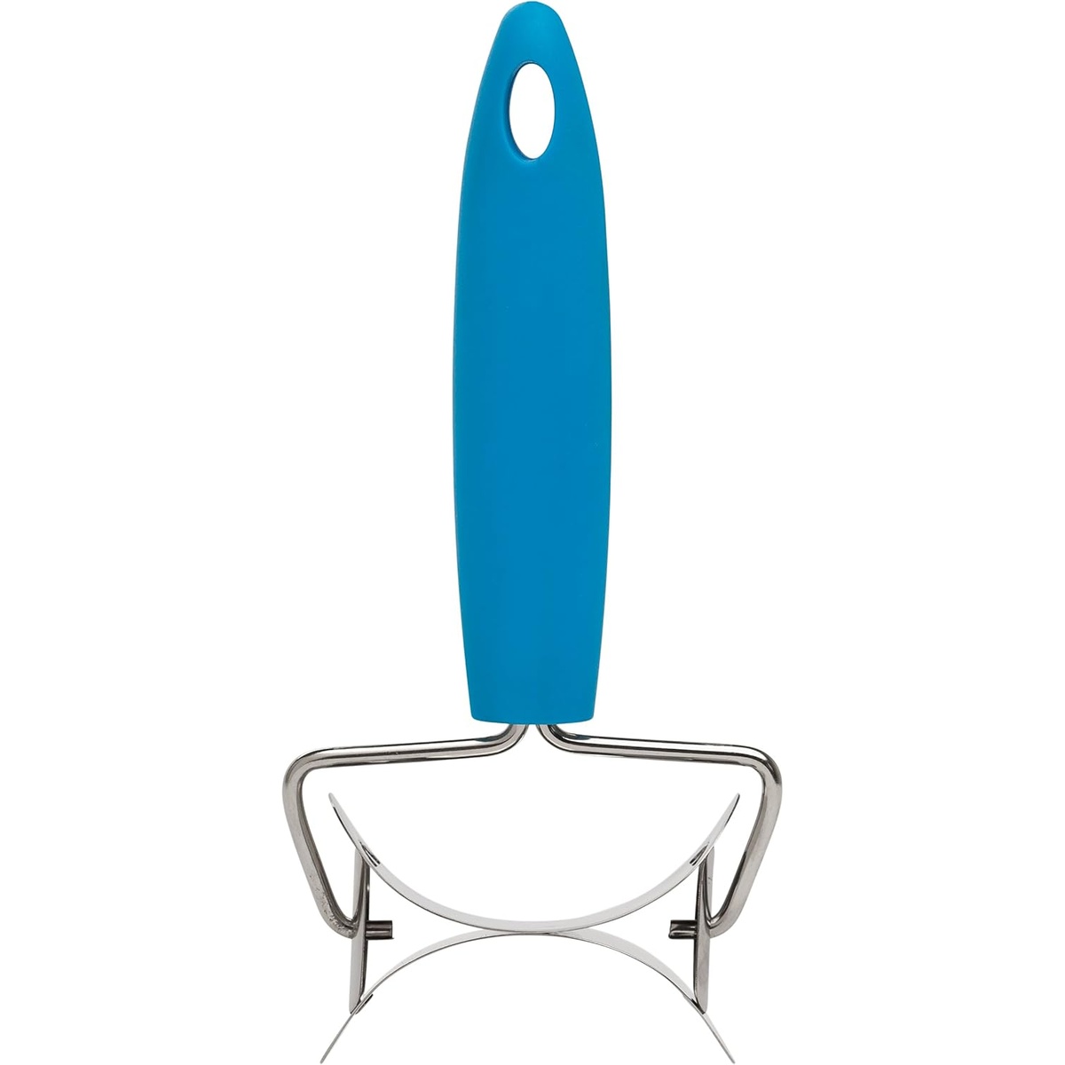 Ateco 1355 Rolling Circle Cutter with blue silicone handle and stainless steel back-to-back half-circle blades