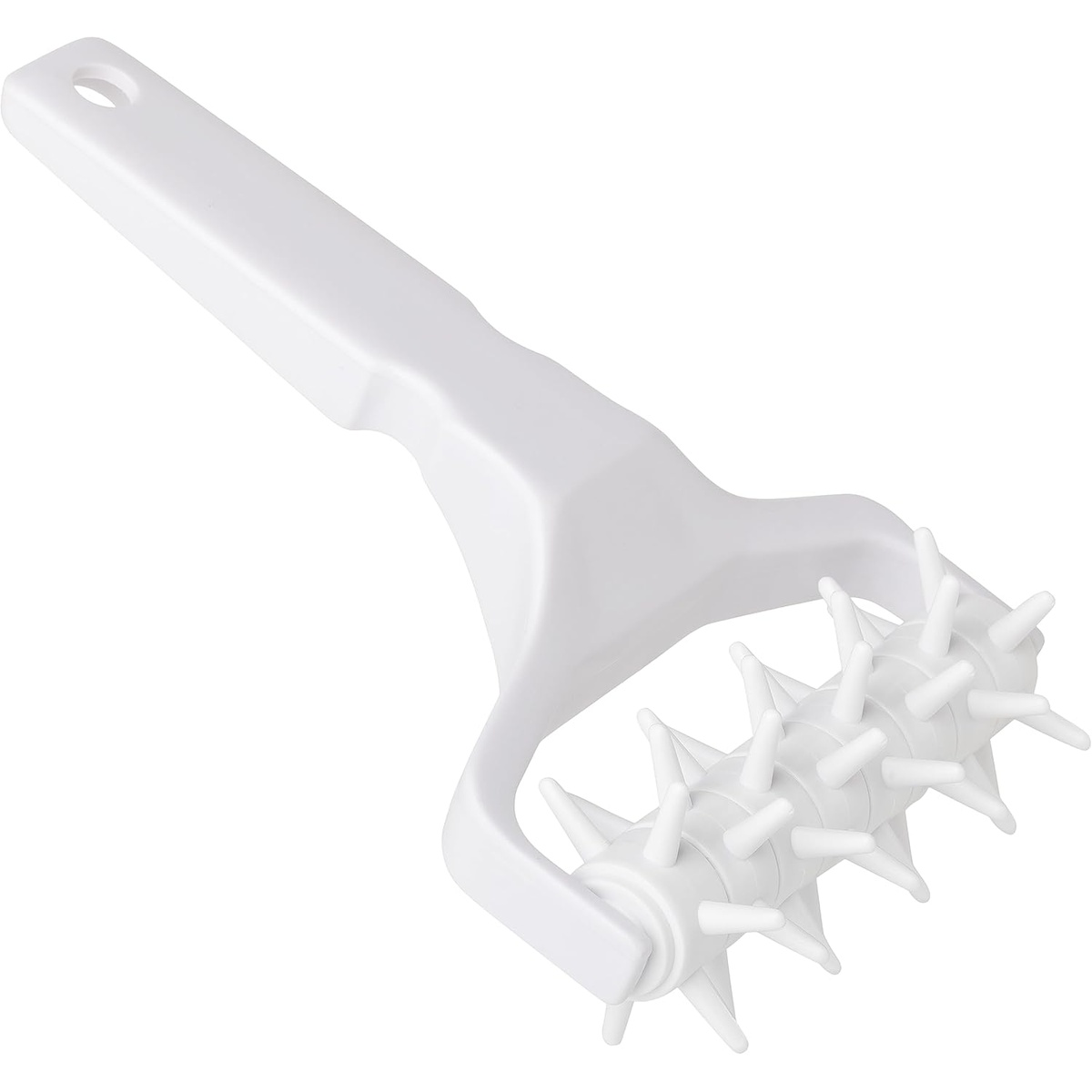 Ateco 1357 white plastic dough docker with spiked roller and hanging hole handle