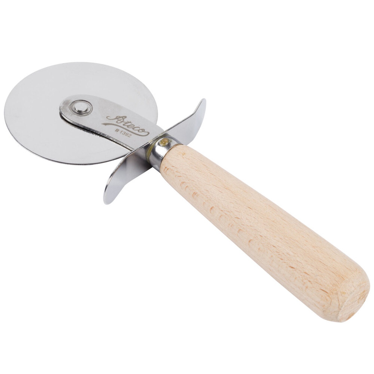 Ateco 1392 pastry cutter with 2.5-inch stainless steel wheel blade and contoured natural wood handle