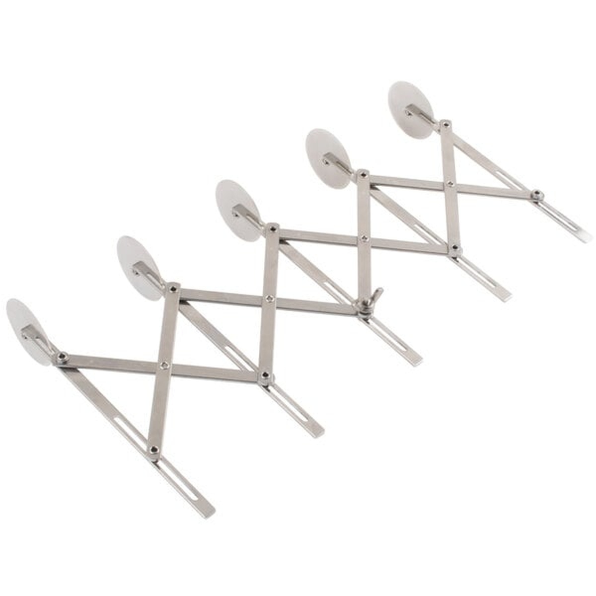 Ateco 5-wheel pastry cutter shown in a partially expanded position displaying the scissor arm mechanism