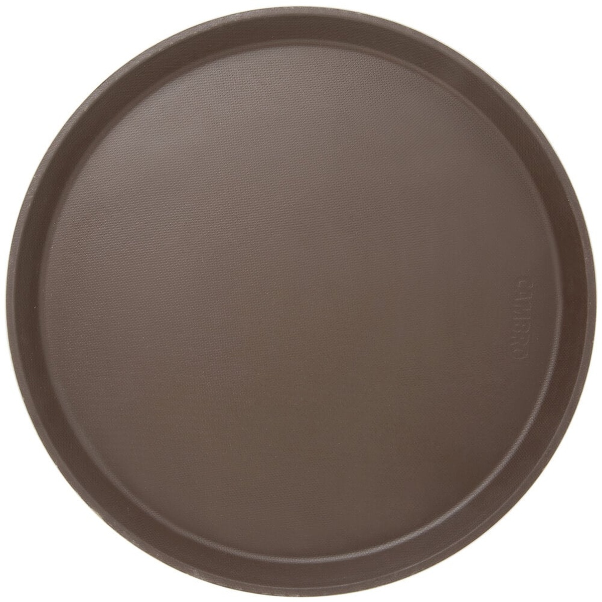 Cambro 1400CT138 Camtread 14-inch round tavern tan non-skid fiberglass serving tray, top view showing textured non-skid surface