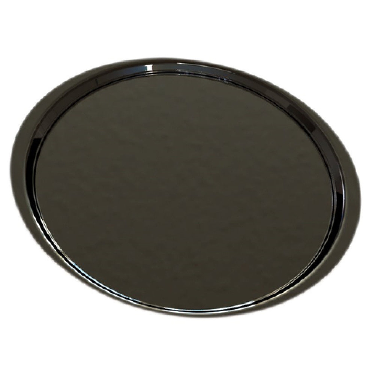 Cambro 1400ET110 round black EpicTread serving tray, top view on white background