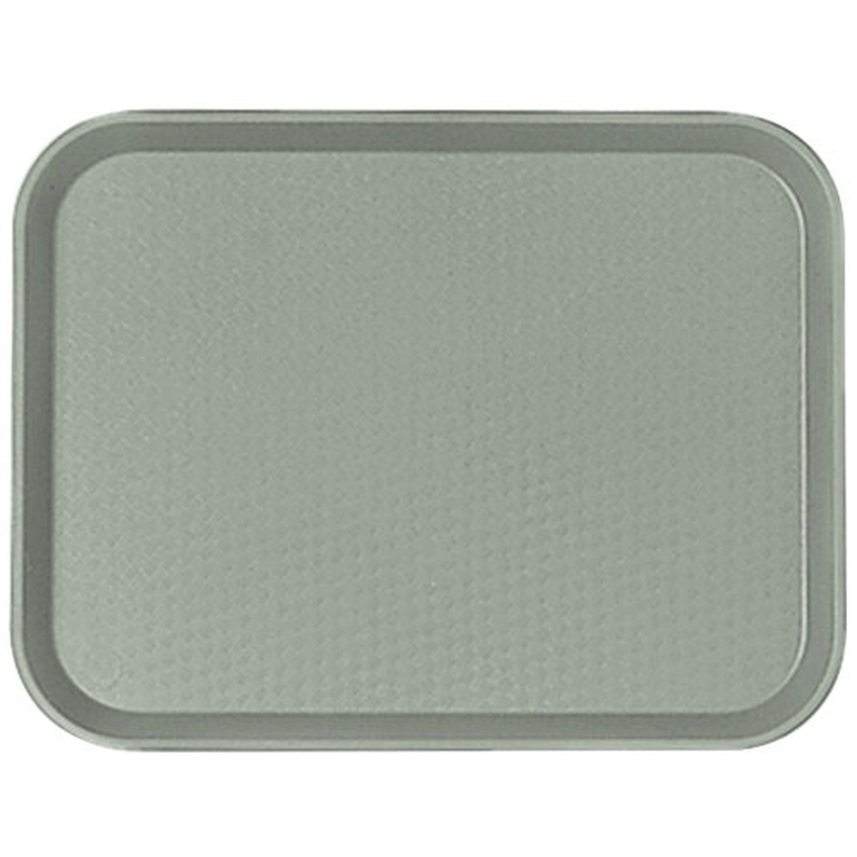 Cambro 1418FF107 pearl gray fast food tray, top-down view showing textured surface and rounded corners