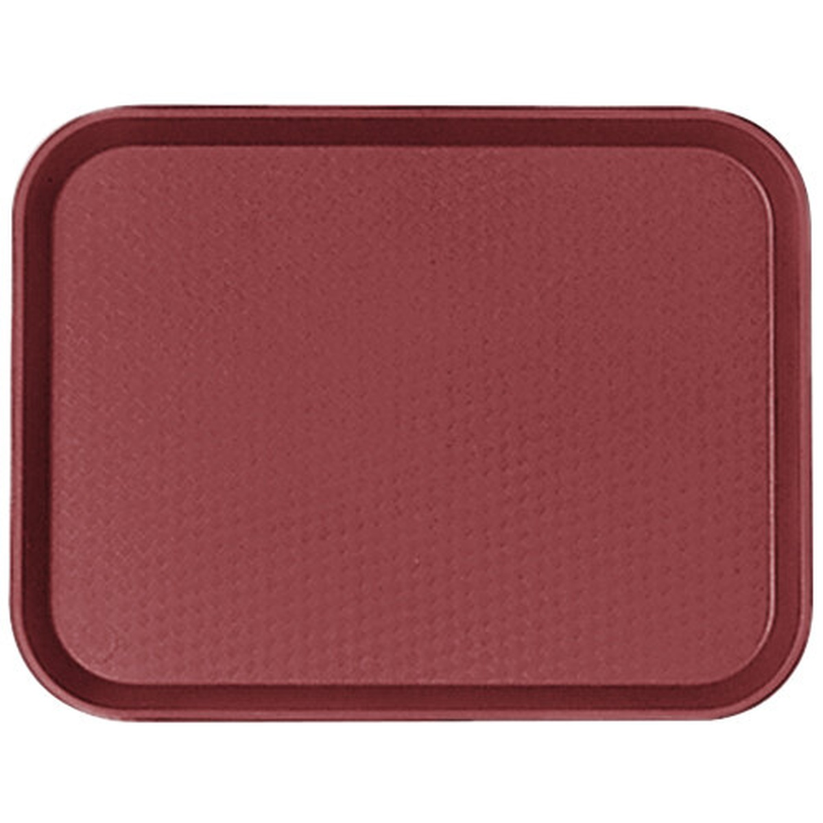 Cambro 1418FF416 cranberry rectangular fast food tray with textured surface, top-down view
