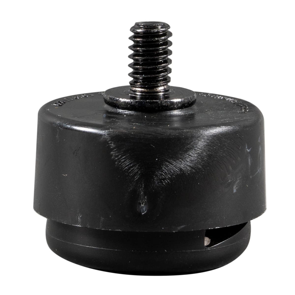 Tablecraft 1449 Superlevel table leveler glide with threaded screw stem, black, side view