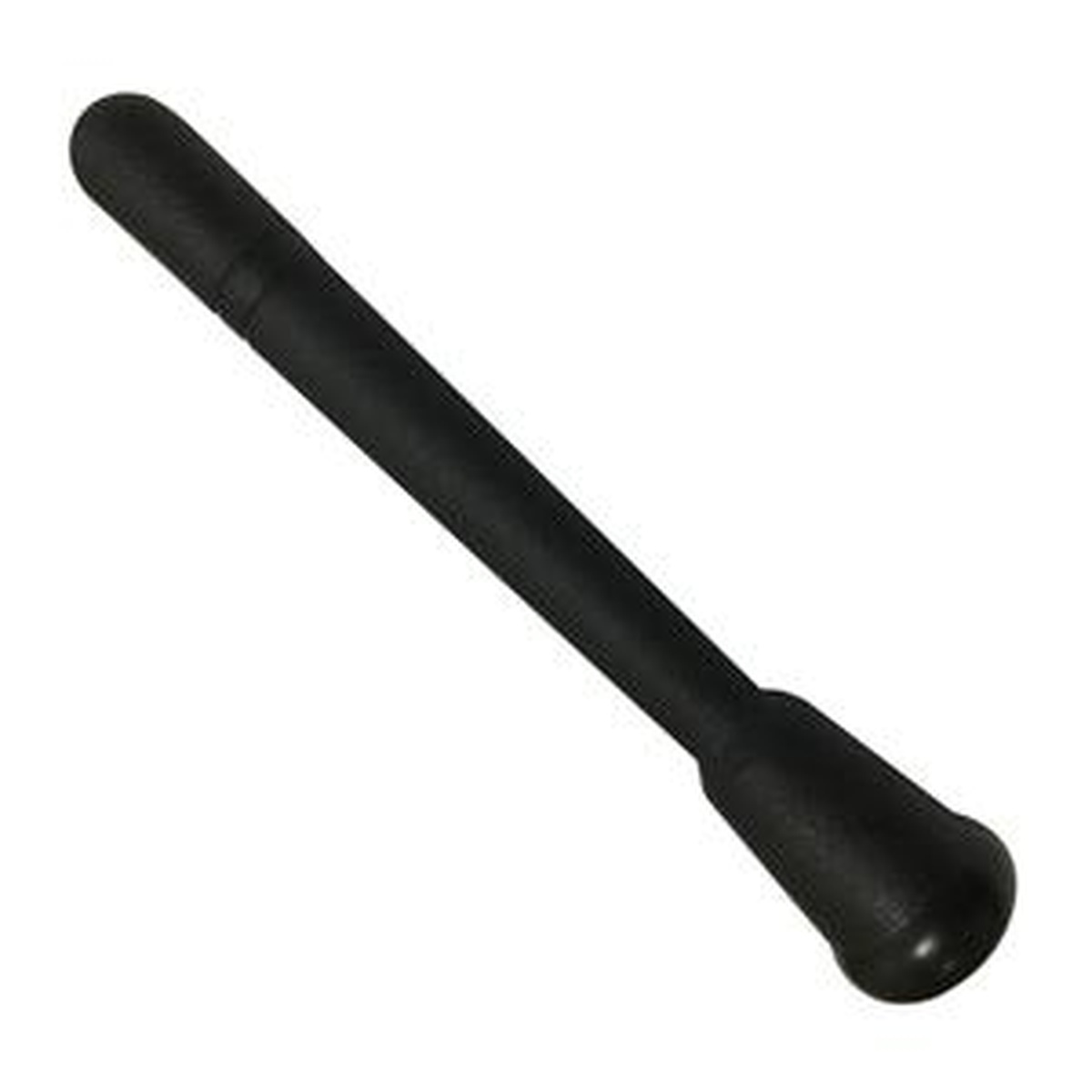 Spill-Stop 145-20 black plastic cocktail muddler, 8-1/2 inches long with rounded base