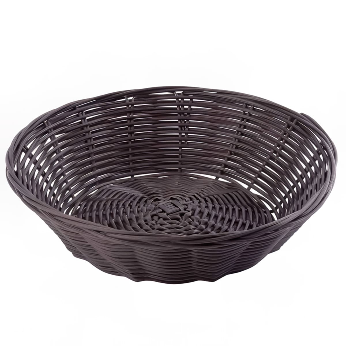 Tablecraft 1475 brown round woven polypropylene serving basket, 8.5-inch diameter