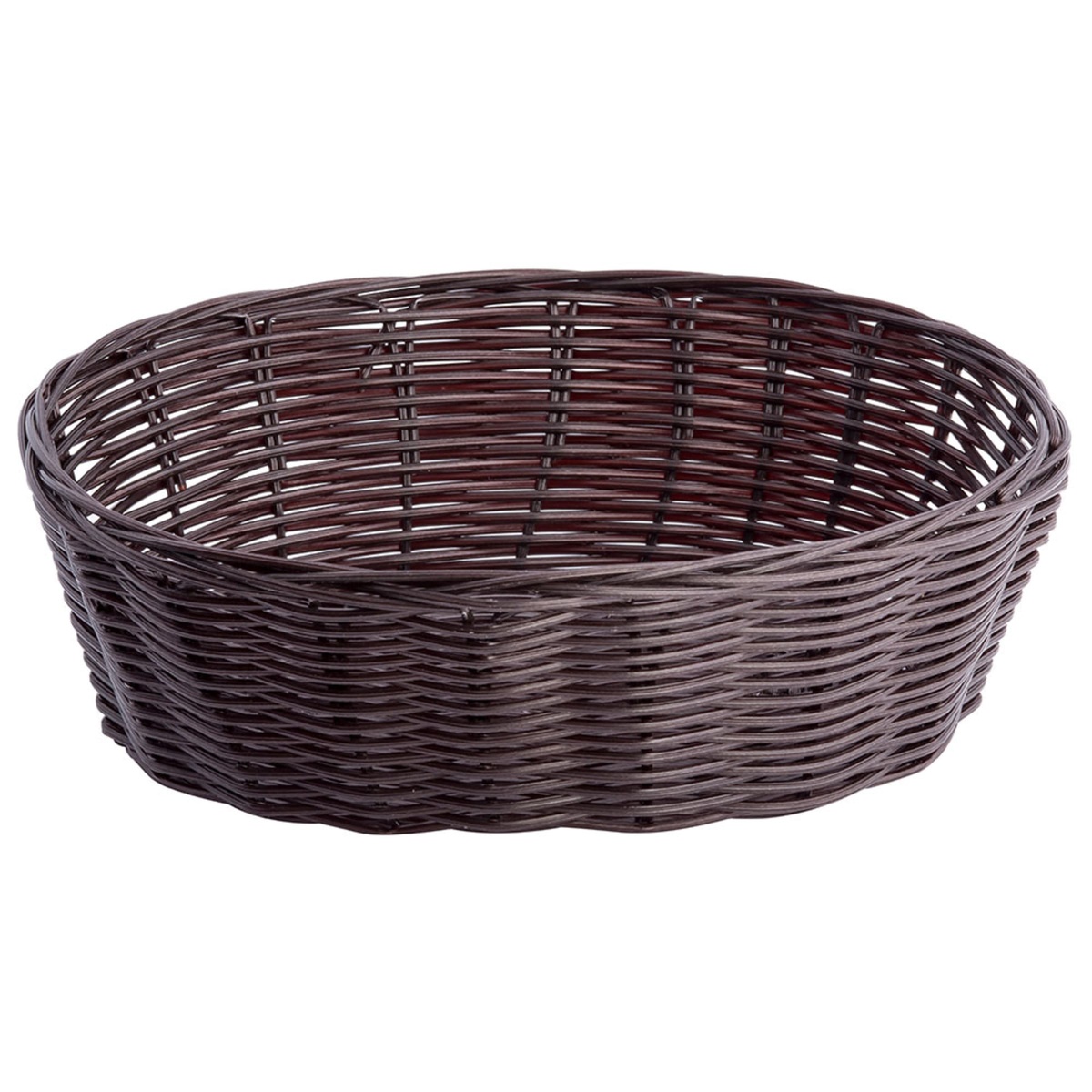 Tablecraft 1476 brown oval woven basket viewed from above showing interior weave pattern