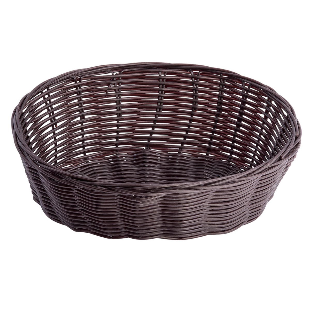 Tablecraft 1476 brown oval woven basket slightly elevated front angle view