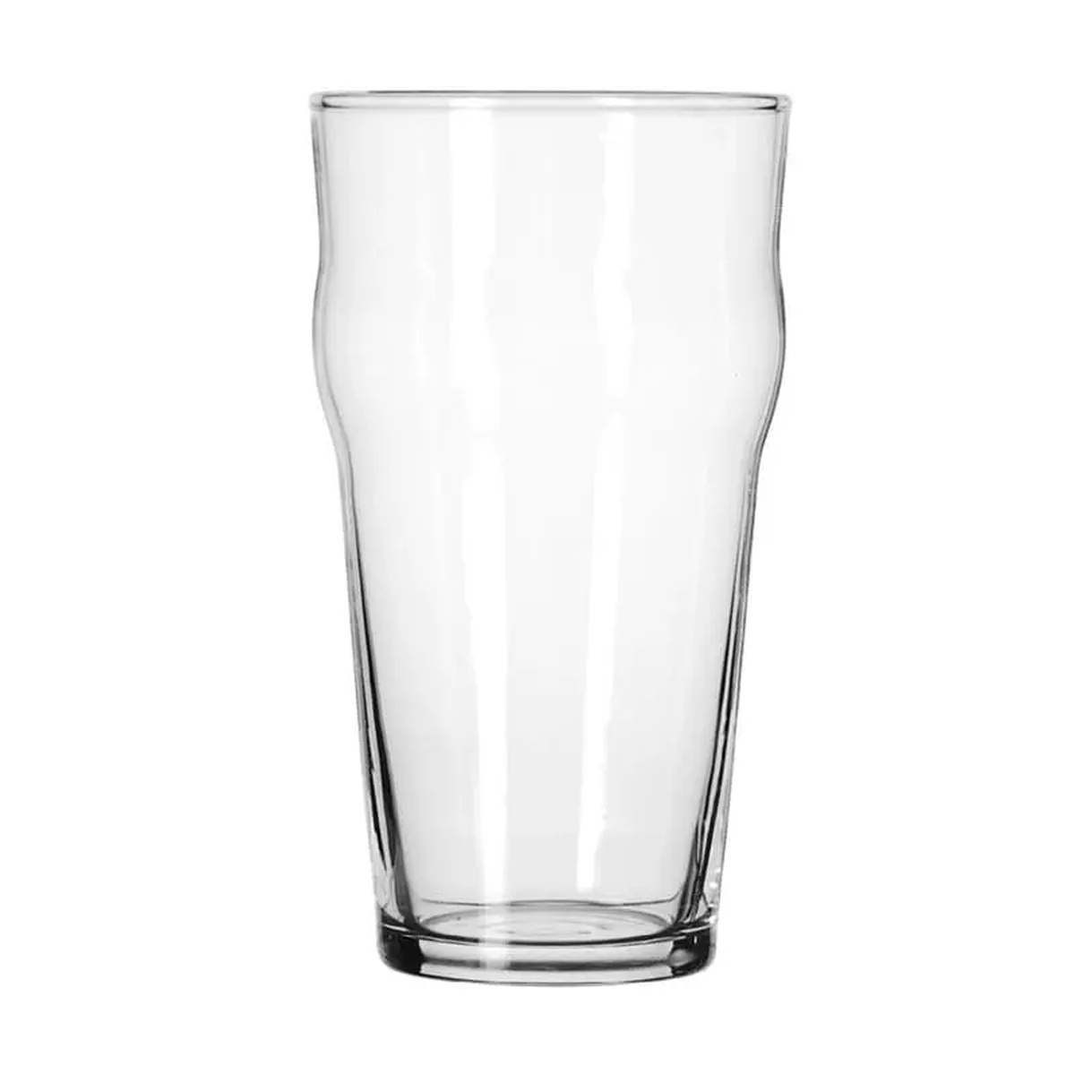 Libbey 14806HT 16 oz. clear English pub nonic glass, empty, on white background