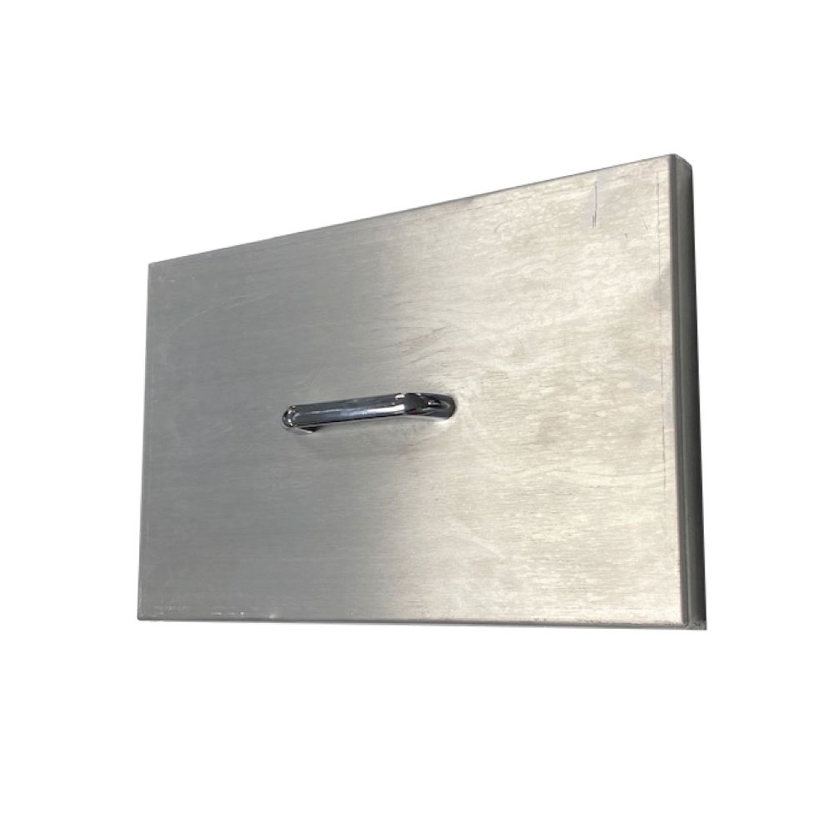 Winholt 148COV-AL aluminum ingredient bin cover with center handle, viewed at an angle on a white background