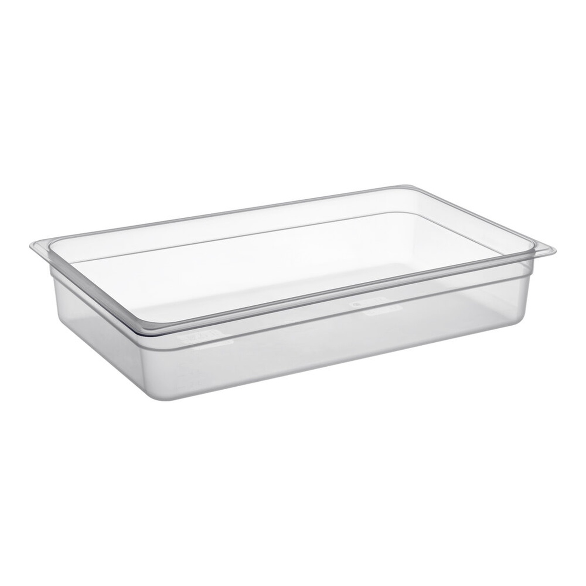 Cambro 14PP190 full-size translucent polypropylene food pan, 4-inch deep, rectangular with uniform rim, shown on white background