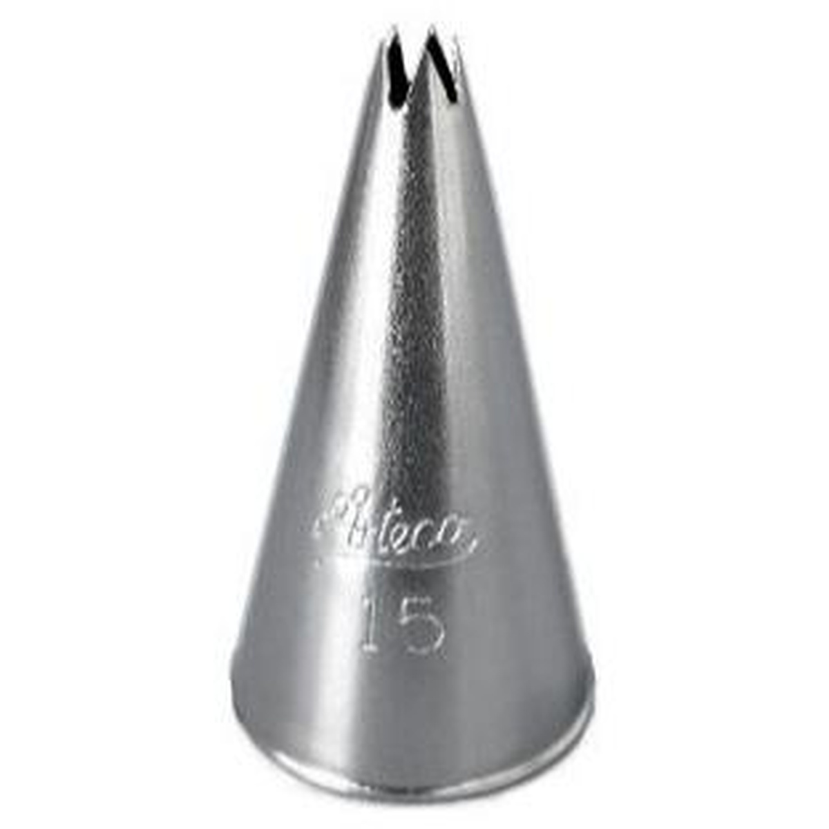 Ateco #15 open star stainless steel cake decorating tip, cone shape with grooved star opening