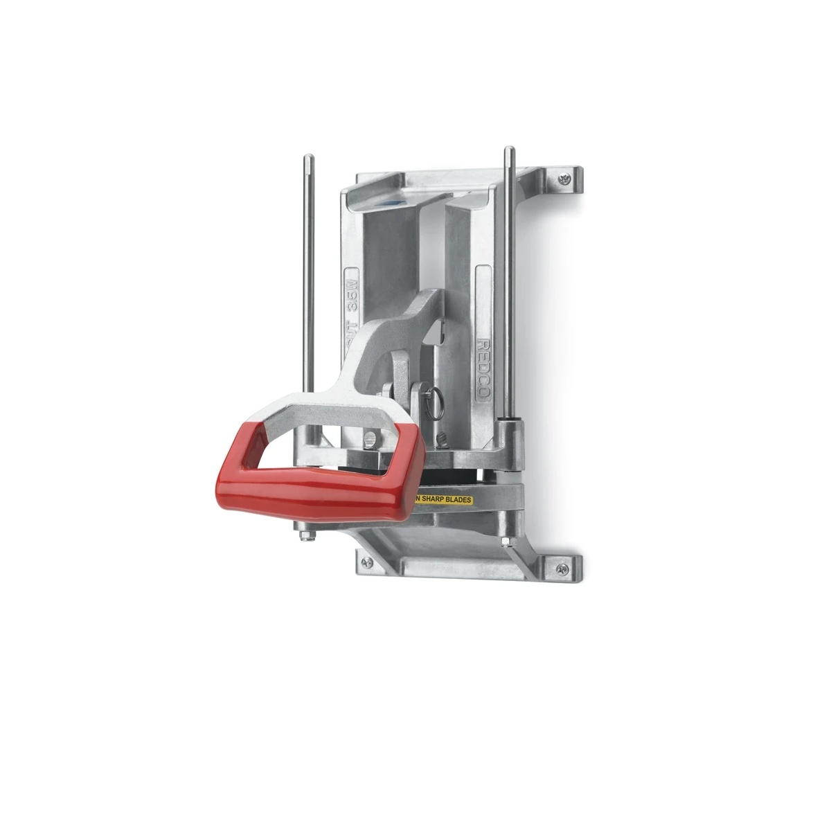 Vollrath Insta Cut 3.5 wall-mount manual food processor with red handle and aluminum construction