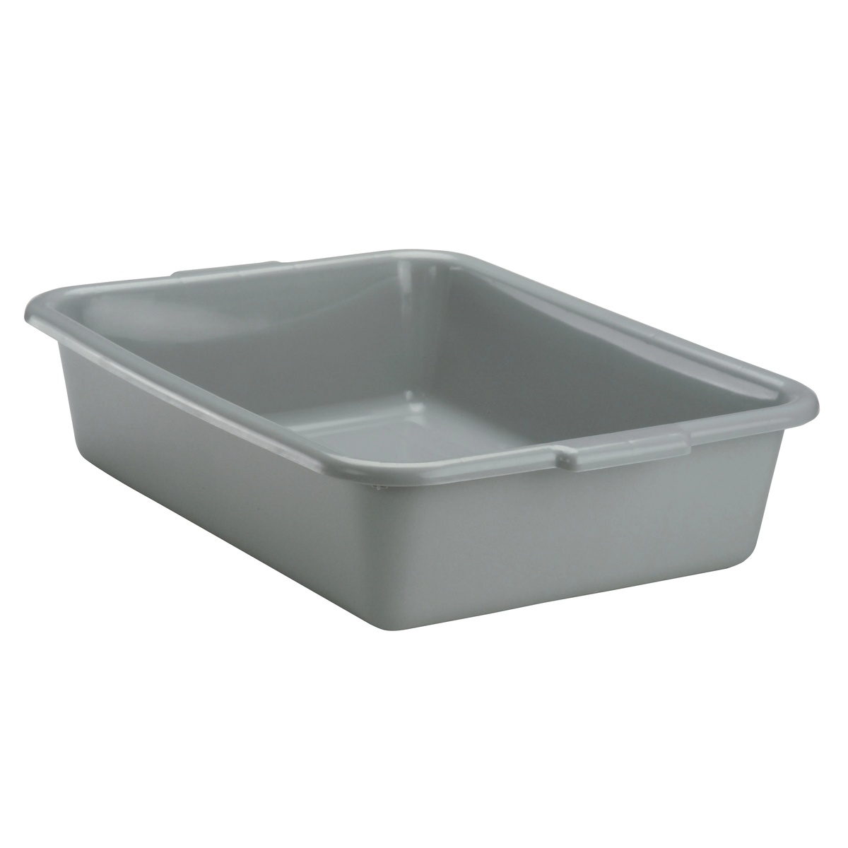 Vollrath Traex 1521B-31 gray high-density polyethylene bus tub, angled view showing reinforced handles and single-compartment interior