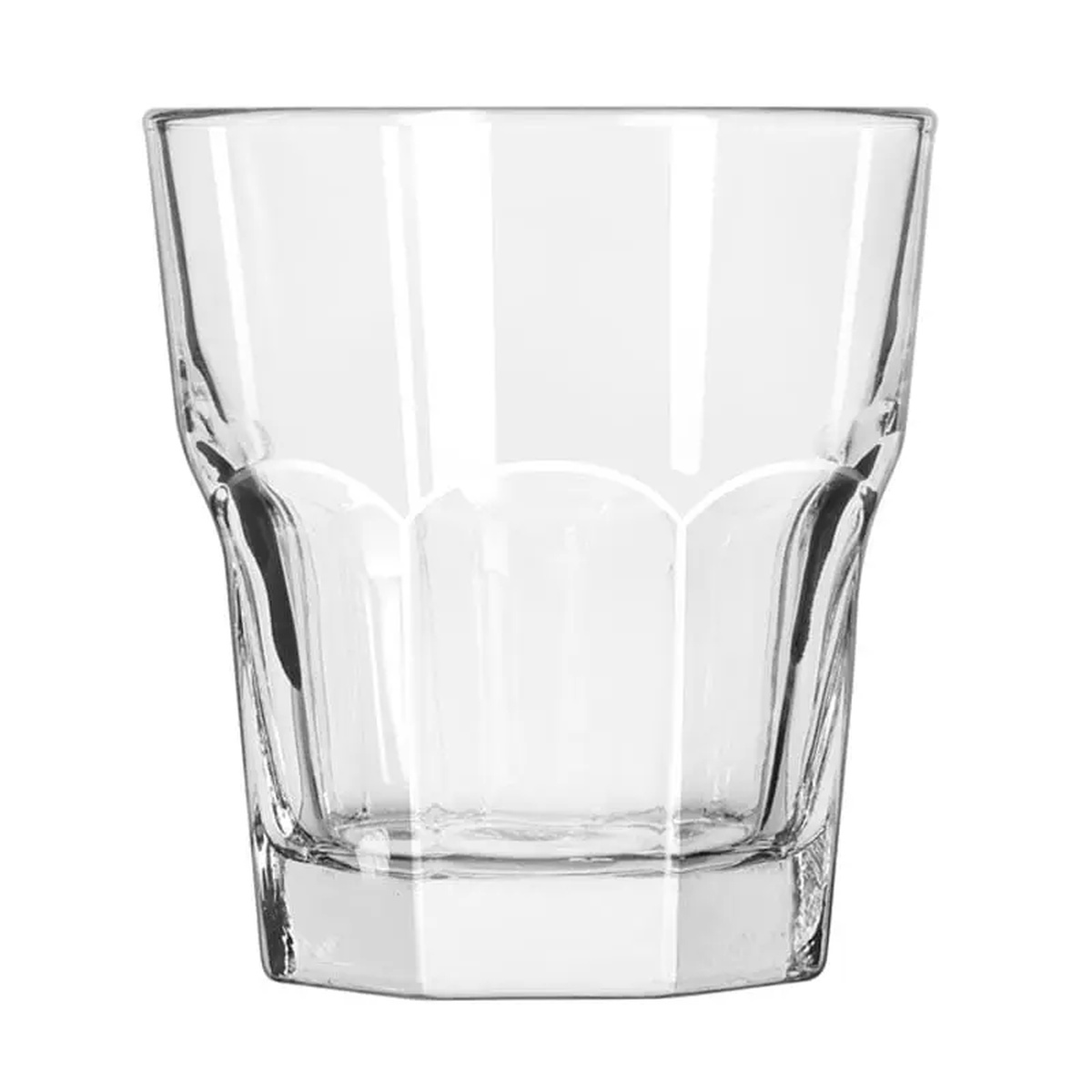 Libbey Gibraltar 15232 clear 10 oz rocks glass with paneled sides and thick base