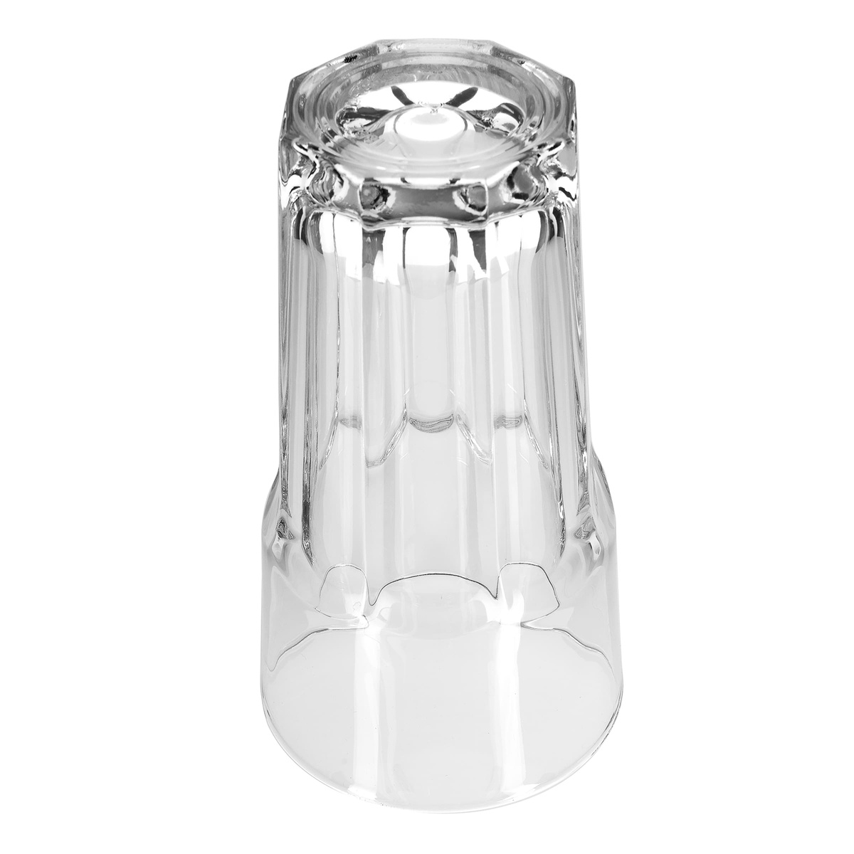 Bottom view of the Libbey Gibraltar cooler glass showing stacking design and base construction