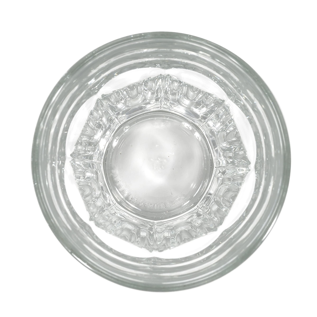 Top-down view of Libbey Gibraltar 15238 glass showing octagonal base and circular rim detail