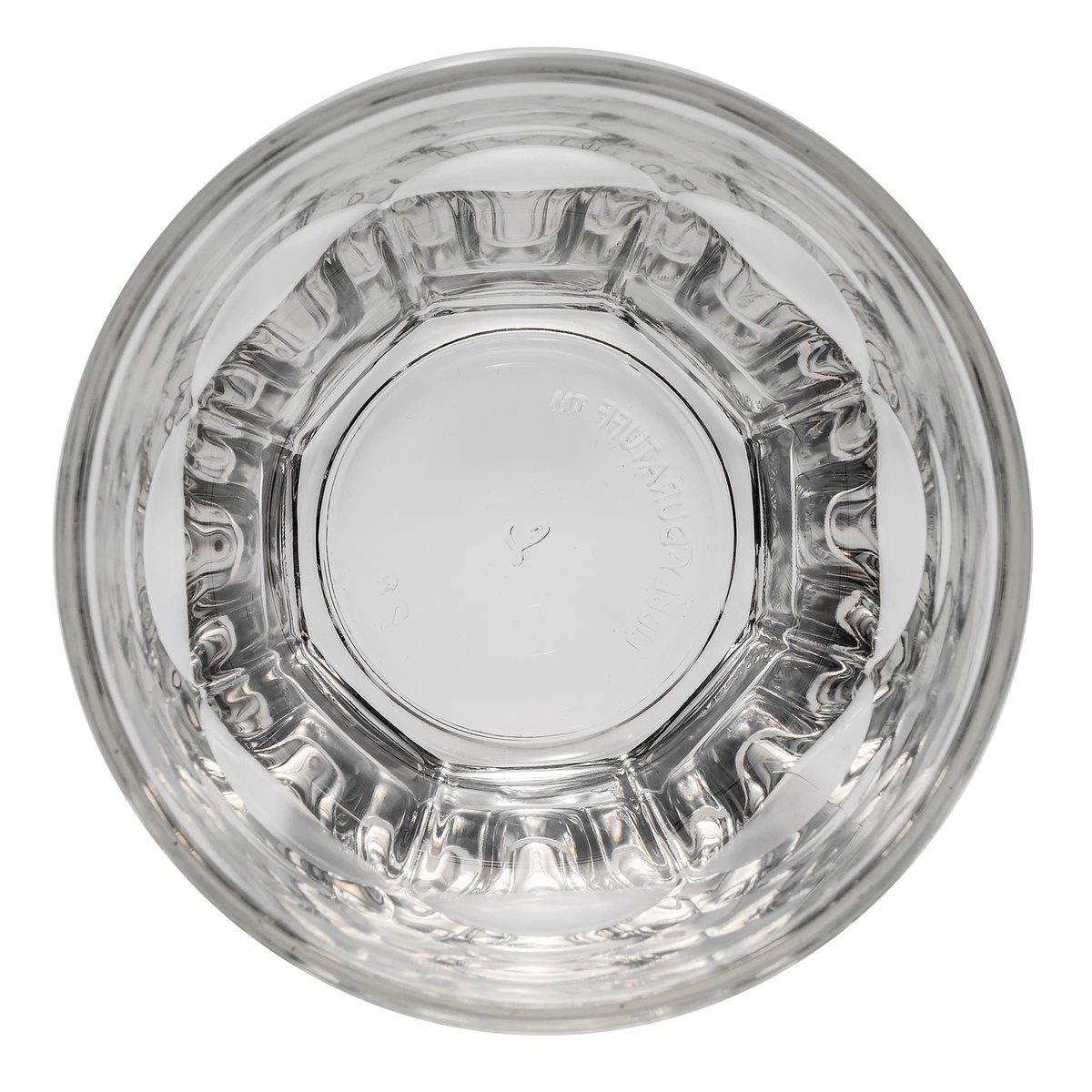 Libbey Gibraltar rocks glass top-down interior view showing the octagonal paneled base pattern inside the bowl