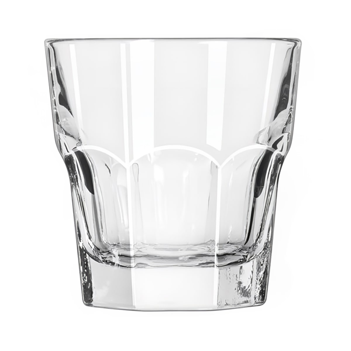 Libbey 15245 Gibraltar 7 oz Tall Rocks Glass, clear with octagonal paneled base and scalloped embellishments