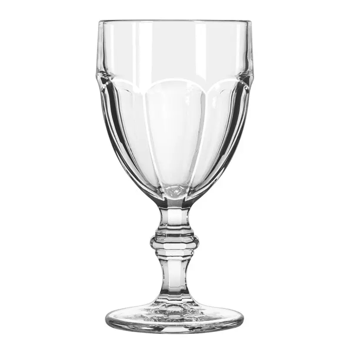 Libbey Gibraltar 15247 clear glass wine goblet with classic eight-sided design and footed stem
