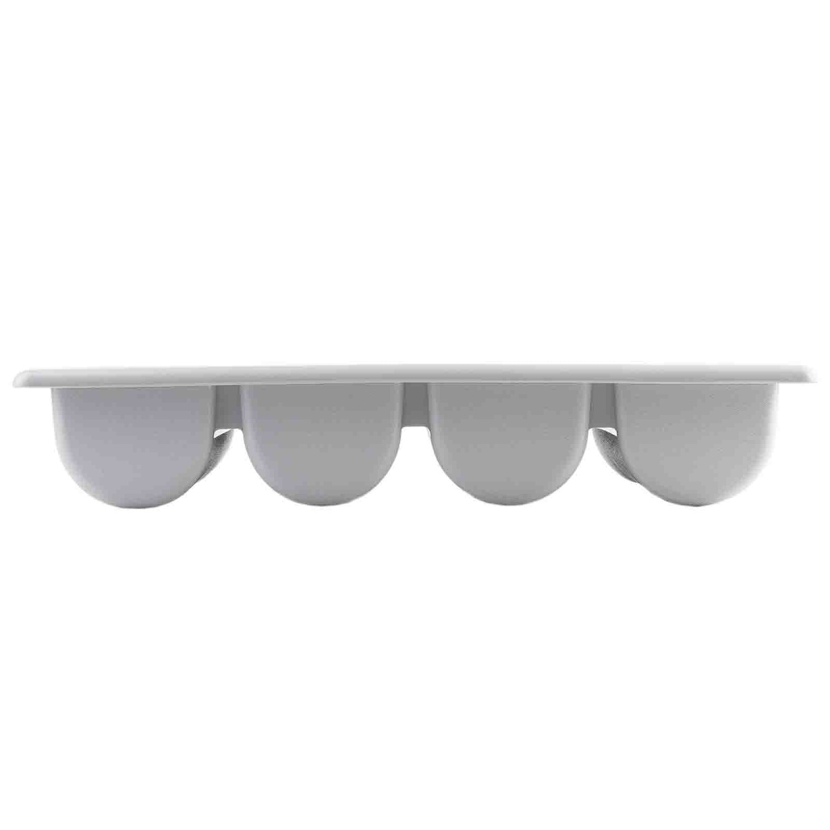 TableCraft 1524G gray cutlery bin viewed from the side, showing four ribbed semi-circular supports along the base
