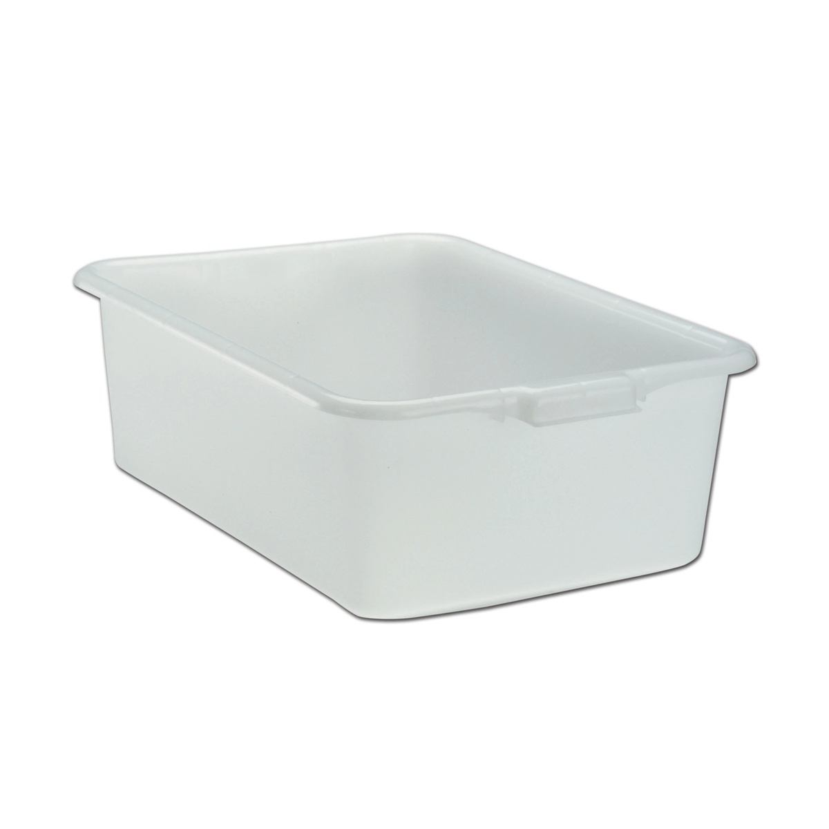 Vollrath Traex white high-density polyethylene bus box with reinforced handles and stacking lugs, 7-inch deep