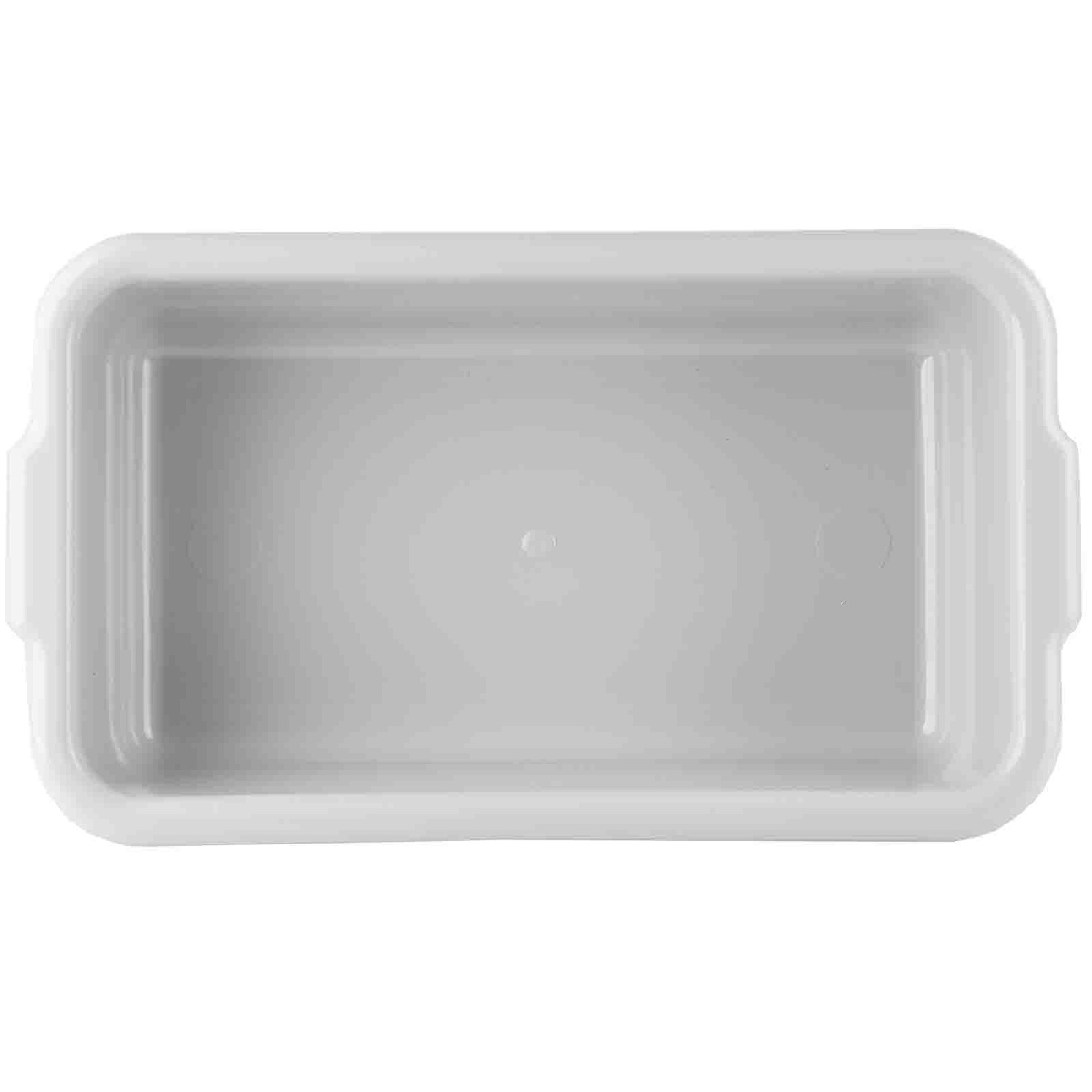 Top-down interior view of TableCraft 1527G gray bus tub showing smooth floor and rounded interior corners