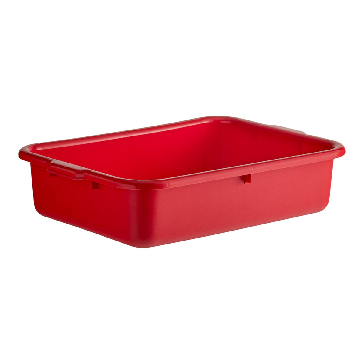 TableCraft 1529R red polyethylene bus tub on white background, showing reinforced handles and rectangular shape