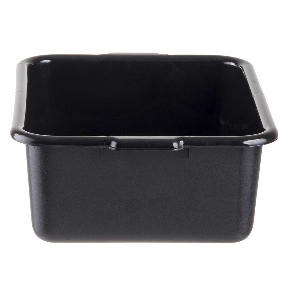 Tablecraft 1537B black bus tub, top-down view showing open interior and reinforced rim