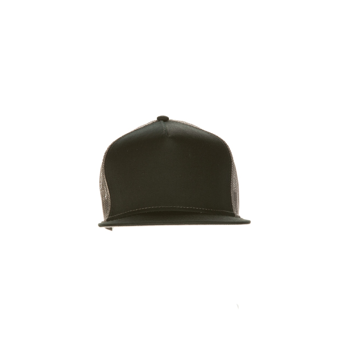 Chef Works Skater Hat front view showing flat brim and structured black cotton twill crown
