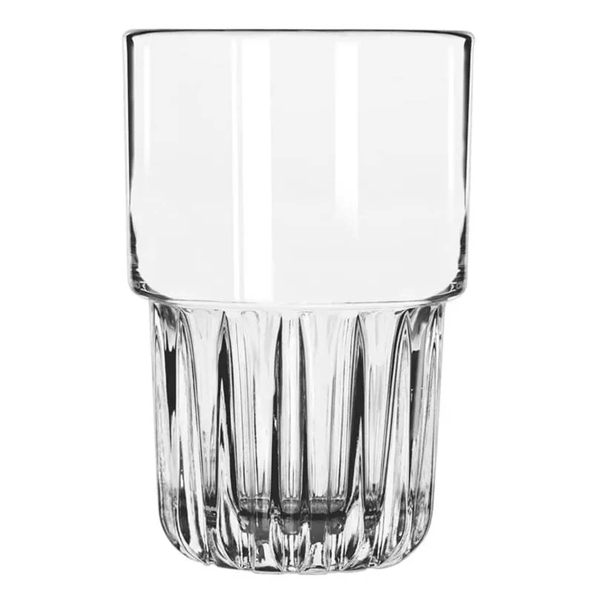 Libbey 15430 Everest 9 oz clear highball glass with faceted lower panel on white background