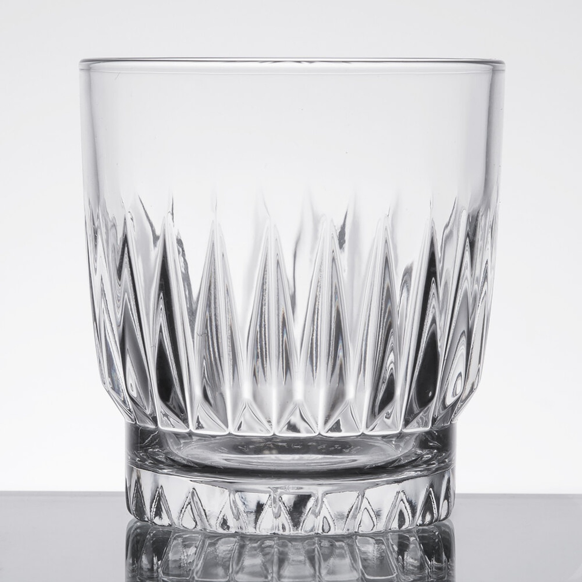 Libbey Winchester 10 oz. rocks glass with peaked-ridge textured lower half and solid clear base