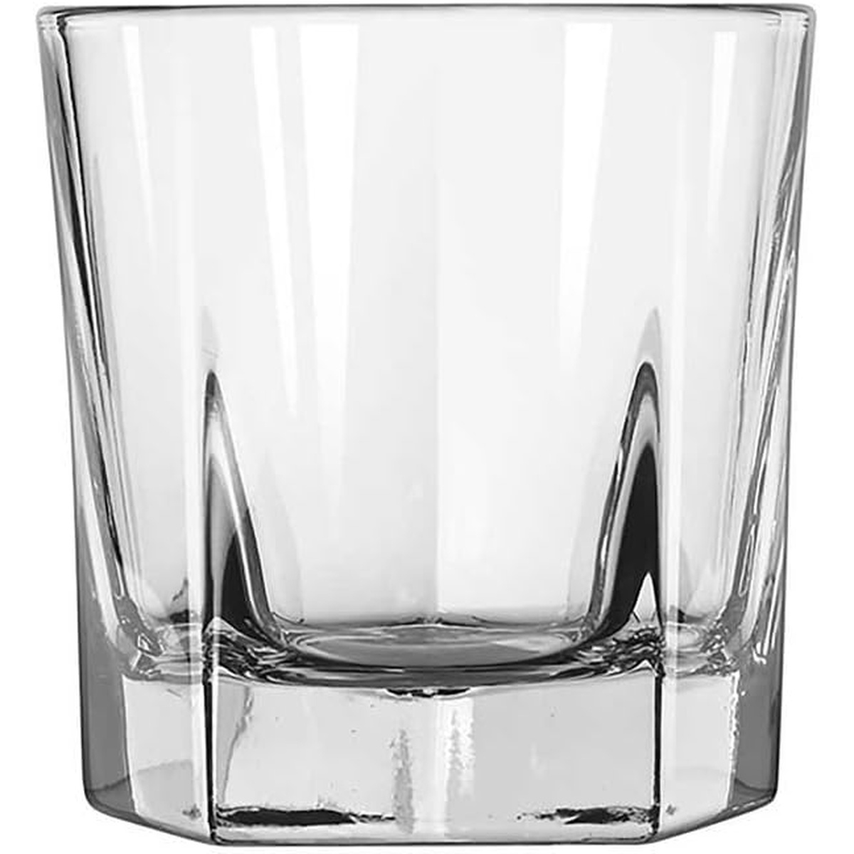 Libbey 15480 Inverness 7 oz clear rocks glass with pentagon-shaped base and curved sides