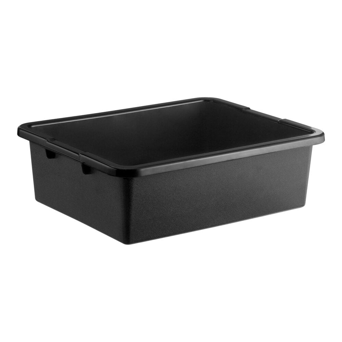 TableCraft 1557B black heavy-duty polyethylene bus tub with pebbled exterior and reinforced side handles