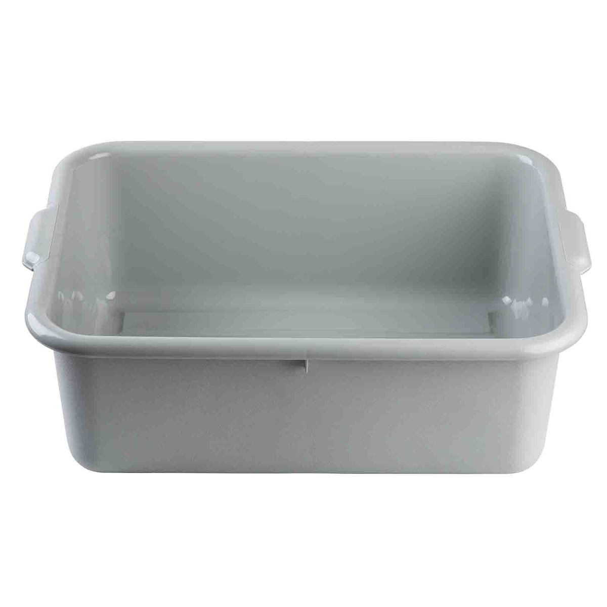 TableCraft 1557G gray bus tub front view showing side handle cutouts and smooth exterior walls