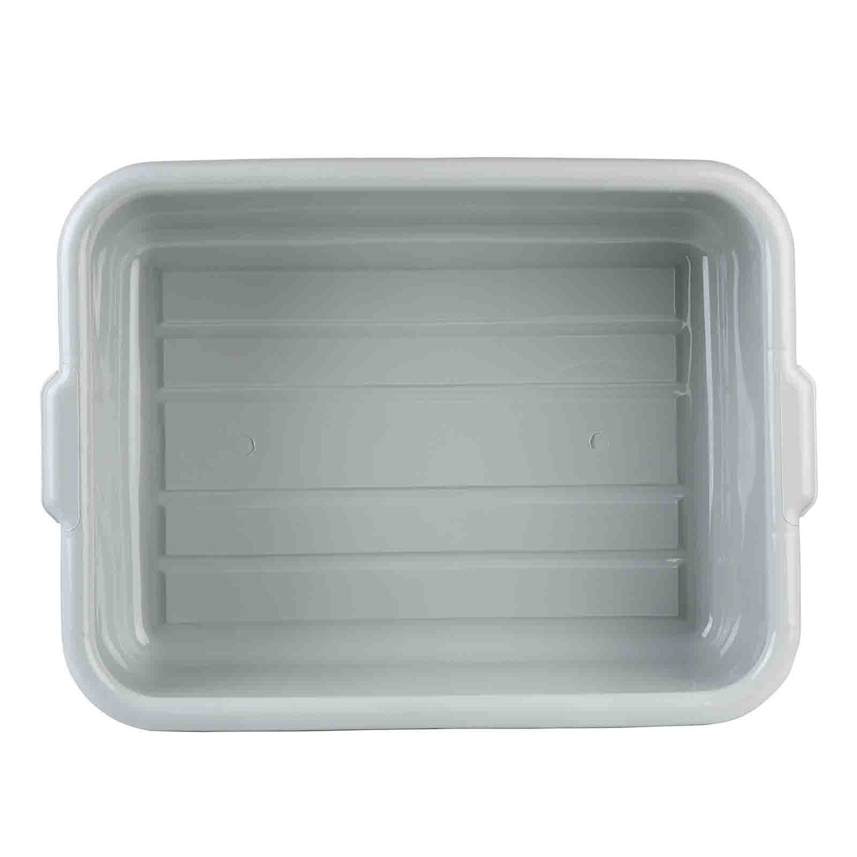 TableCraft 1557G gray bus tub overhead view showing ribbed interior floor pattern