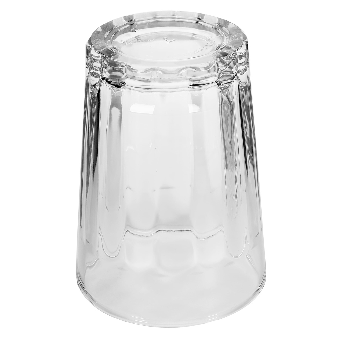 Libbey 15640 paneled tumbler shown upside-down, revealing the reinforced base construction