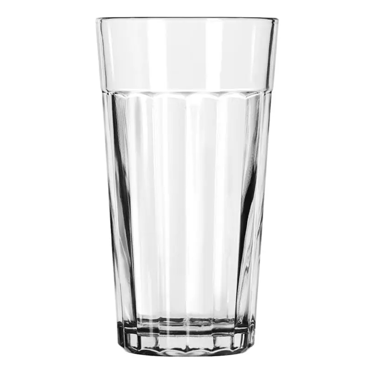 Libbey 15642 16 oz paneled cooler glass, clear, empty on white background