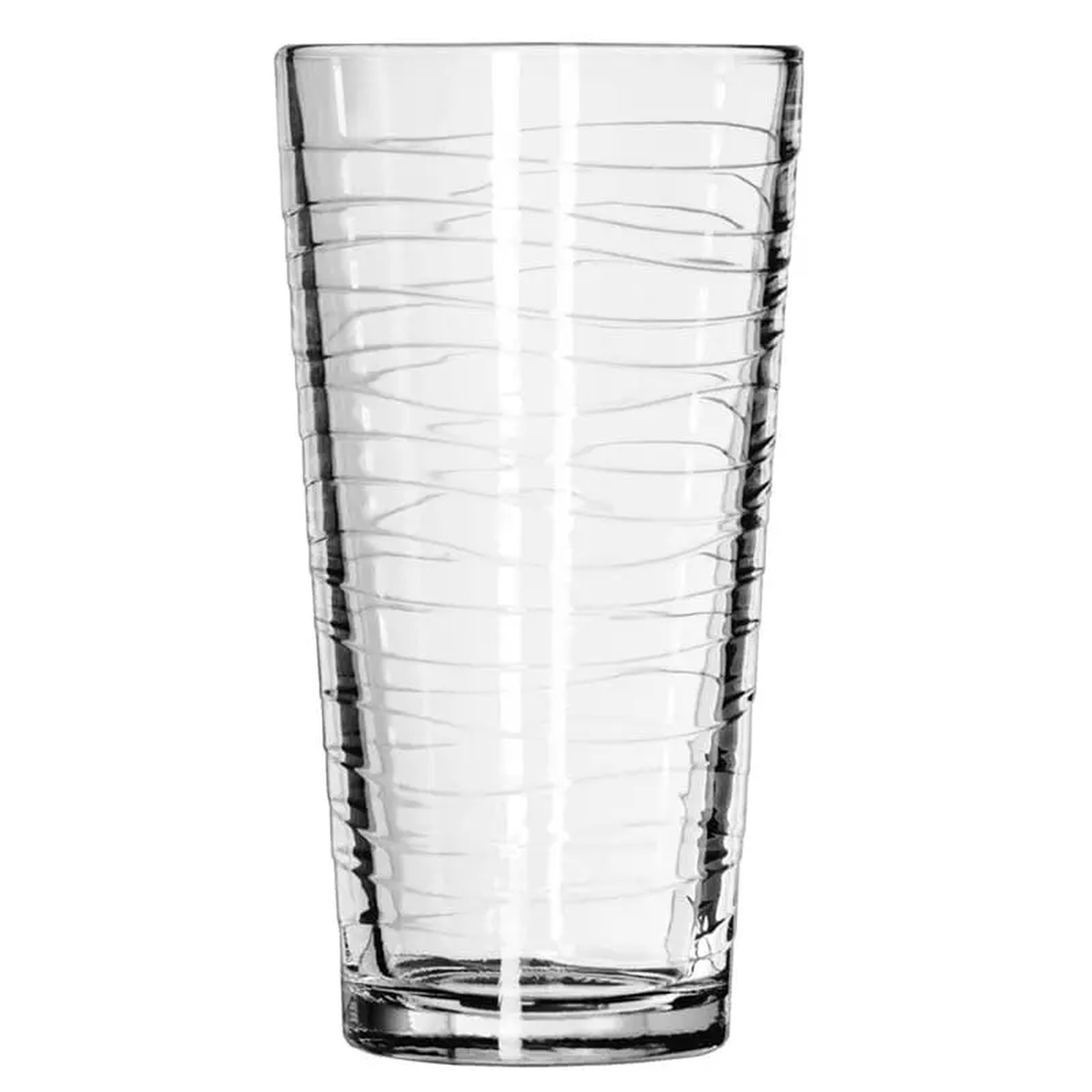 Libbey 15646 Casual Waves 20 oz clear cooler glass with horizontal wave pattern etched on exterior