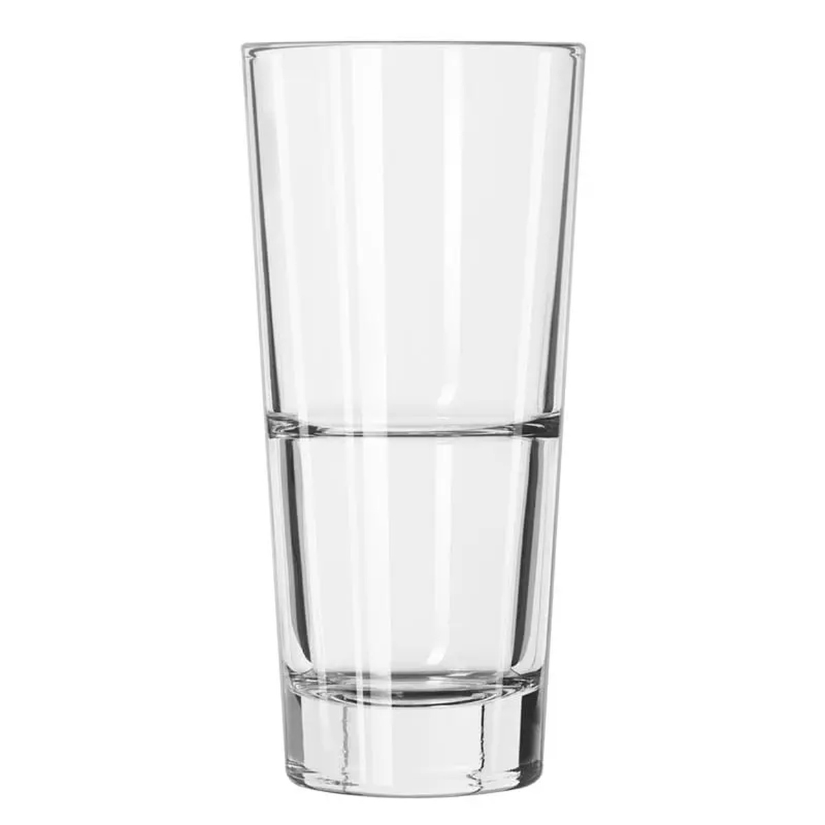 Libbey Endeavor 14 oz. clear stackable beverage glass with conical shape, thick sham base, and stacking ring