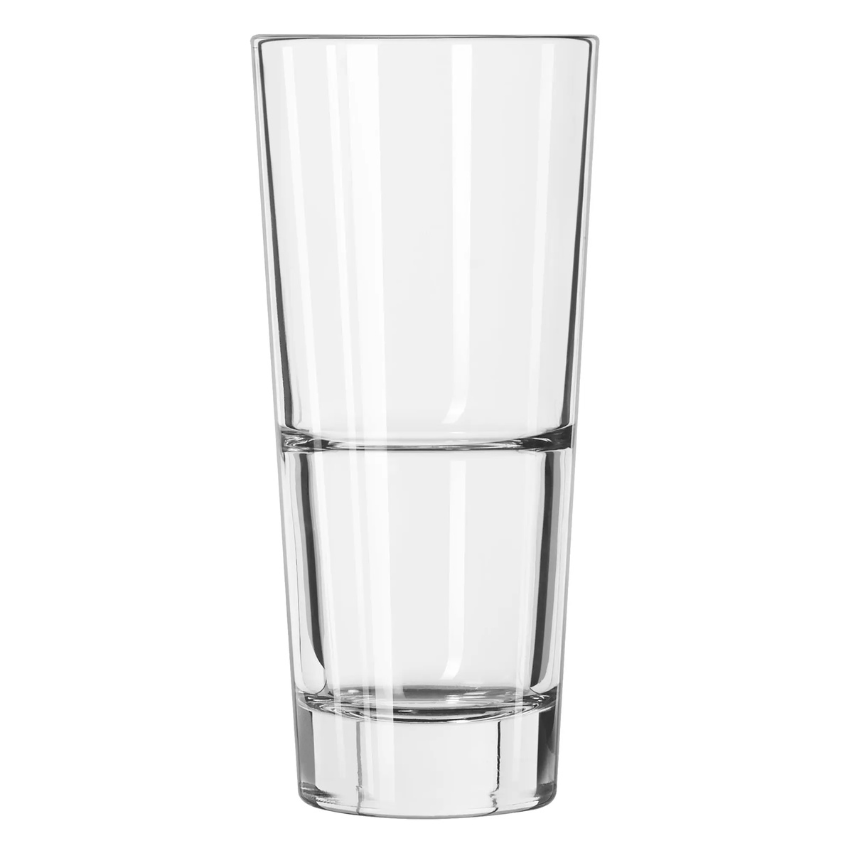Libbey Endeavor 16 oz. stackable cooler glass, single unit, clear glass with angular conical shape and heavy sham base