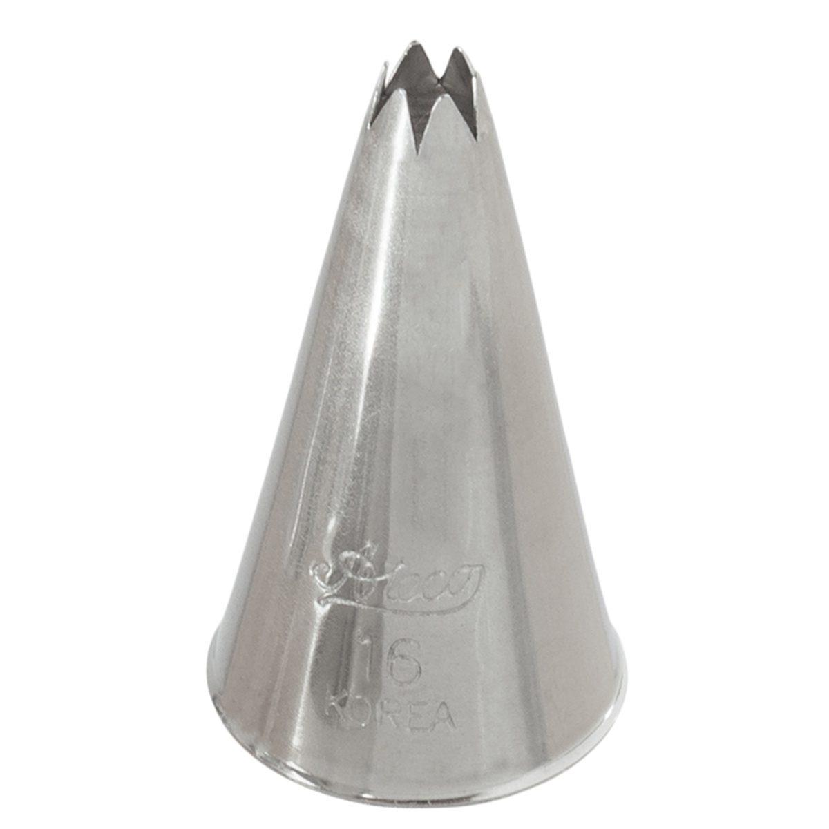 Ateco #16 open star stainless steel piping tip showing the star-cut opening at the top