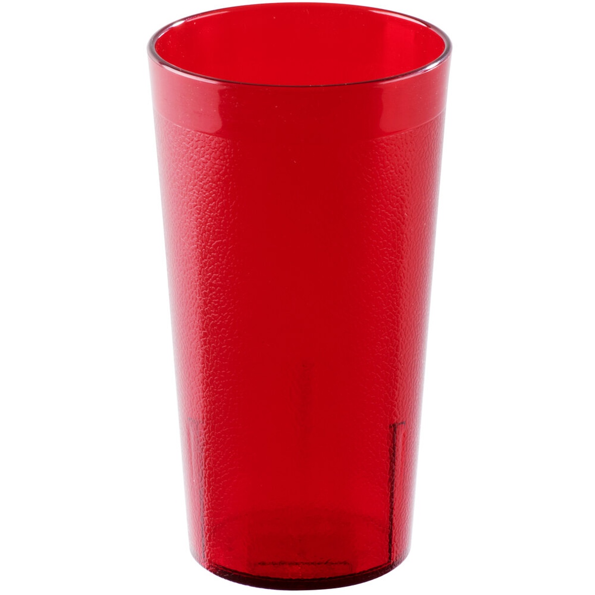 Cambro 1600P156 ruby red 16.4 oz. SAN plastic tumbler with textured exterior on white background
